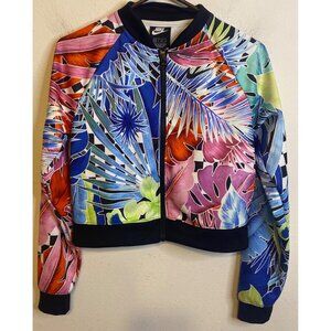 Nike Women Hyper Femme Tropical Floral Crop Track Jacket Zipper Size XS